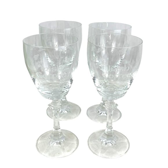 Set Of 4 Crystal Irish Coffee Glasses With Etched Shamrock Design - Picture 1 of 10